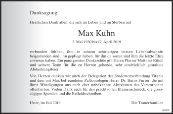 Traueranzeige von Max Kuhn von ZO Gesamt