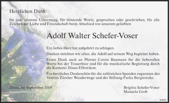 Traueranzeige von Adolf Walter Schefer-Voser von reg_12345