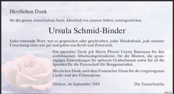 Traueranzeige von Ursula Schmid-Binder von reg_12345