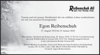 Traueranzeige von Egon Reibenschuh von ZO solo