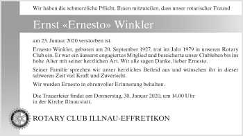 Traueranzeige von Ernst Winkler von AvU