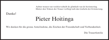 Traueranzeige von Pieter Hoitinga von ZO solo