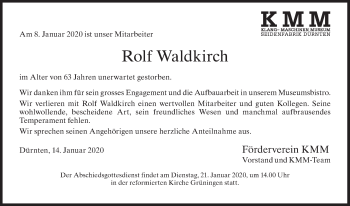 Traueranzeige von Rolf Waldkirch von AvU