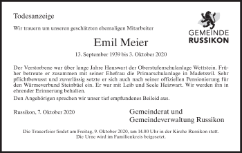 Traueranzeige von Emil Meier von AvU