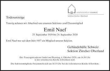 Traueranzeige von Emil Naef von AvU