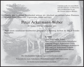 Traueranzeige von Peter Ackermann-Weber von AvU