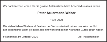 Traueranzeige von Peter Ackermann-Weber von AvU