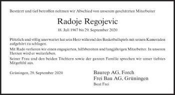 Traueranzeige von Radoje Regojevic von AvU