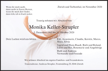 Traueranzeige von Monika Keller-Strupler von AVU