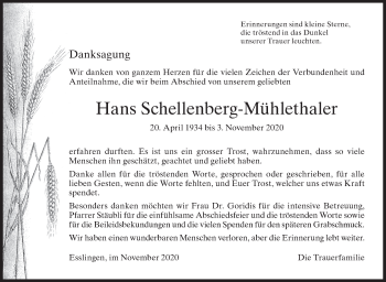 Traueranzeige von Hans Schellenberg-Mühlethaler von AvU