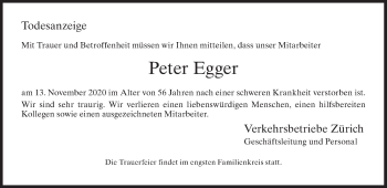 Traueranzeige von Peter Egger von GL solo