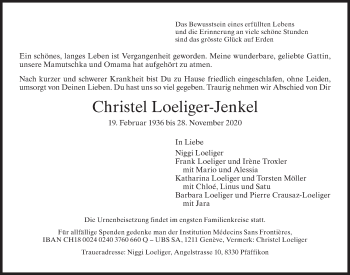 Traueranzeige von Christel Loeliger-Jenkel von AvU