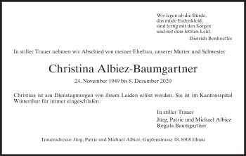 Traueranzeige von Christina Albiez-Baumgartner von reg_3