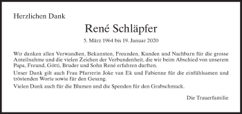 Traueranzeige von René Schläpfer von AvU