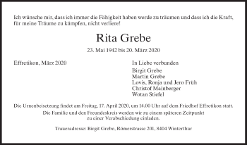 Traueranzeige von Rita Grebe von reg_4