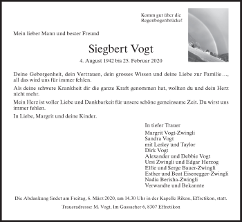 Traueranzeige von Siegbert Vogt von reg_1