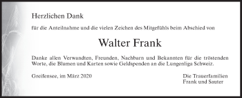 Traueranzeige von Walter Frank von ZO solo