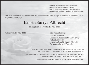 Traueranzeige von Ernst Albrecht von AvU