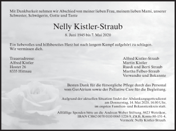 Traueranzeige von Nelly Kistler-Straub von ZO solo