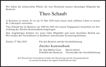 Traueranzeige von Theo Schaub von AvU