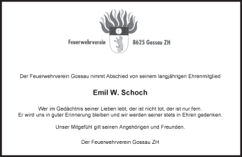 Traueranzeige von Emil W. Schoch von ZO solo