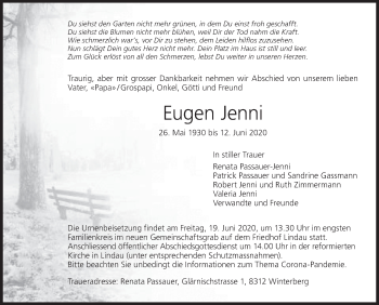 Traueranzeige von Eugen Jenni von reg_1