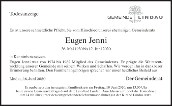 Traueranzeige von Eugen Jenni von reg_1