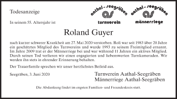 Traueranzeige von Roland Guyer von ZO solo