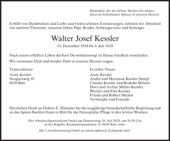 Traueranzeige von Walter Josef Kessler von ZO GESAMT