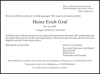 Traueranzeige von Heinz Erich Graf von GL solo