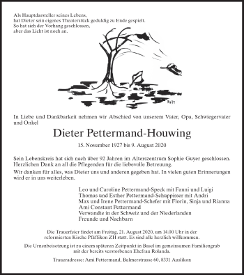 Traueranzeige von Dieter Pettermand-Houwing von AvU