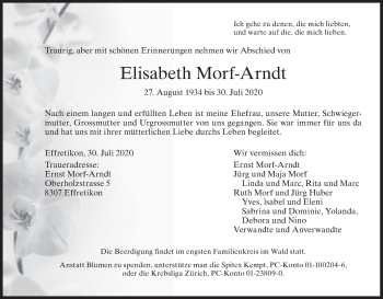 Traueranzeige von Elisabeth Morf-Arndt von reg_5