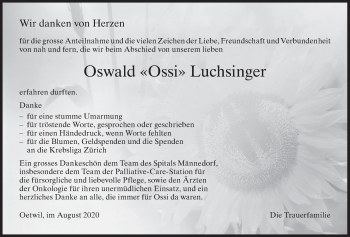 Traueranzeige von Oswald  Luchsinger von AvU