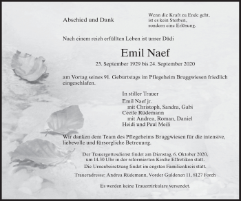 Traueranzeige von Emil Naef von AvU