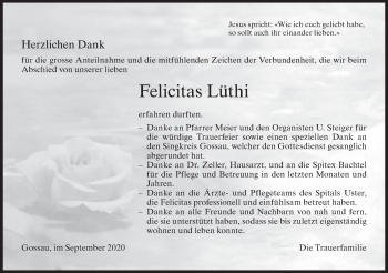 Traueranzeige von Felicitas Lüthi von AvU