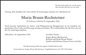 Traueranzeige von Maria Braun-Rechsteiner von reg_5