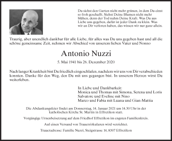 Traueranzeige von Antonio Nuzzi von AvU