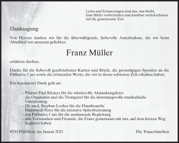 Traueranzeige von Franz Müller von AvU