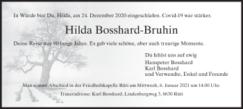 Traueranzeige von Hilda Bosshard-Bruhin von AvU