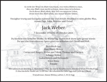 Traueranzeige von Jack Weber von AvU