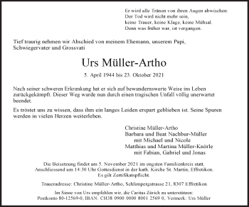 Traueranzeige von Urs Müller-Artho von reg_2