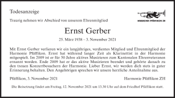 Traueranzeige von Ernst Gerber von AvU