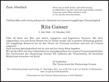 Traueranzeige von Rita Gaisser von AvU