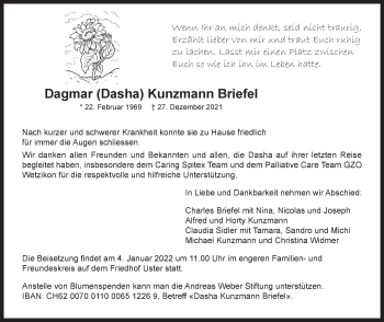 Traueranzeige von Dagmar Kunzmann Briefel von AvU