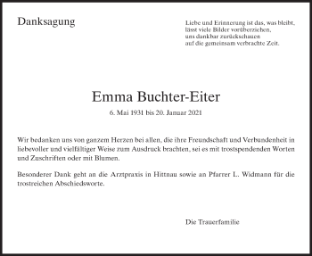 Traueranzeige von Emma Buchter-Eiter von AvU