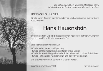 Traueranzeige von Hans Hauenstein von AvU