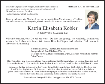 Traueranzeige von Katrin Elisabeth Kobler von ZO solo