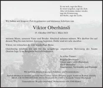 Traueranzeige von Viktor Oberhänsli von AvU