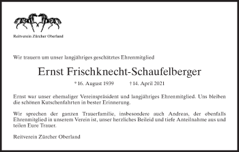 Traueranzeige von Ernst Frischknecht-Schaufelberger von AvU