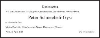 Traueranzeige von Peter Schneebeli-Gysi von AvU